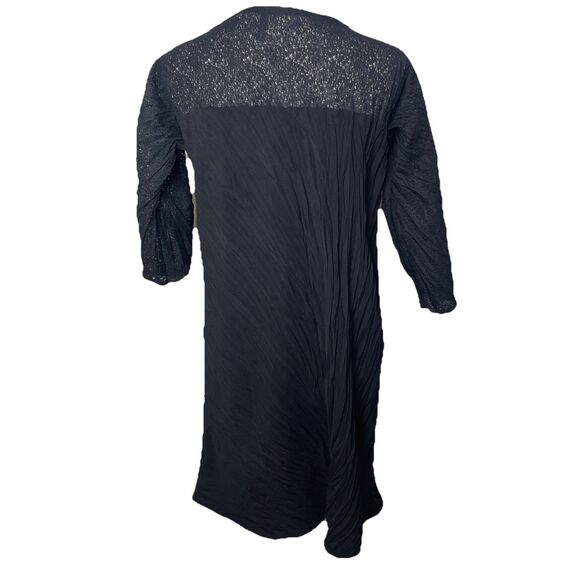 Vintage Babette Size XS Pleated 3/4 Sleeve Midi Dress Black Extra Small Y2K LBD - Picture 4 of 10